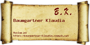 Baumgartner Klaudia névjegykártya